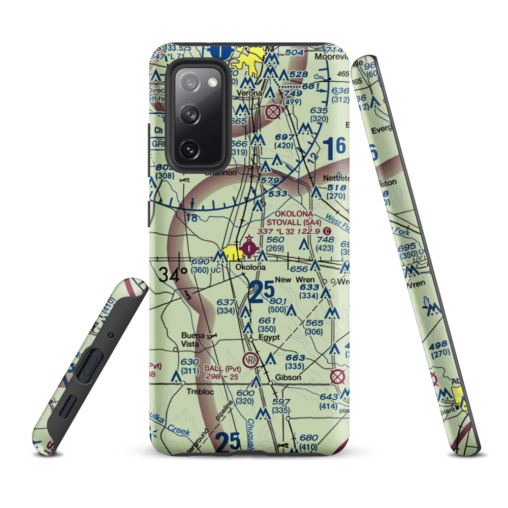 Okolona Municipal-Richard Stovall Field (5A4) VFR Sectional Samsung Phone Case Samsung Galaxy S20 FE model shown