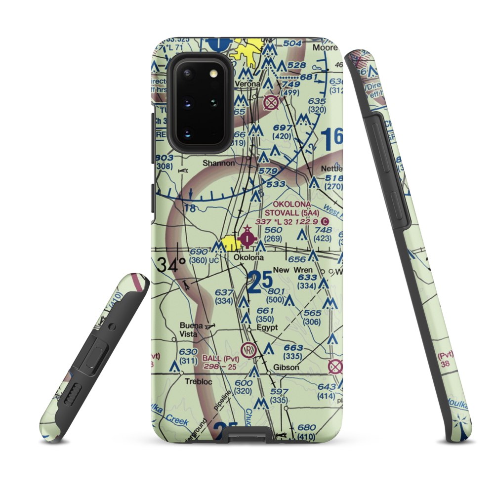 Okolona Municipal-Richard Stovall Field (5A4) VFR Sectional Samsung Phone Case Samsung Galaxy S20 Plus model shown