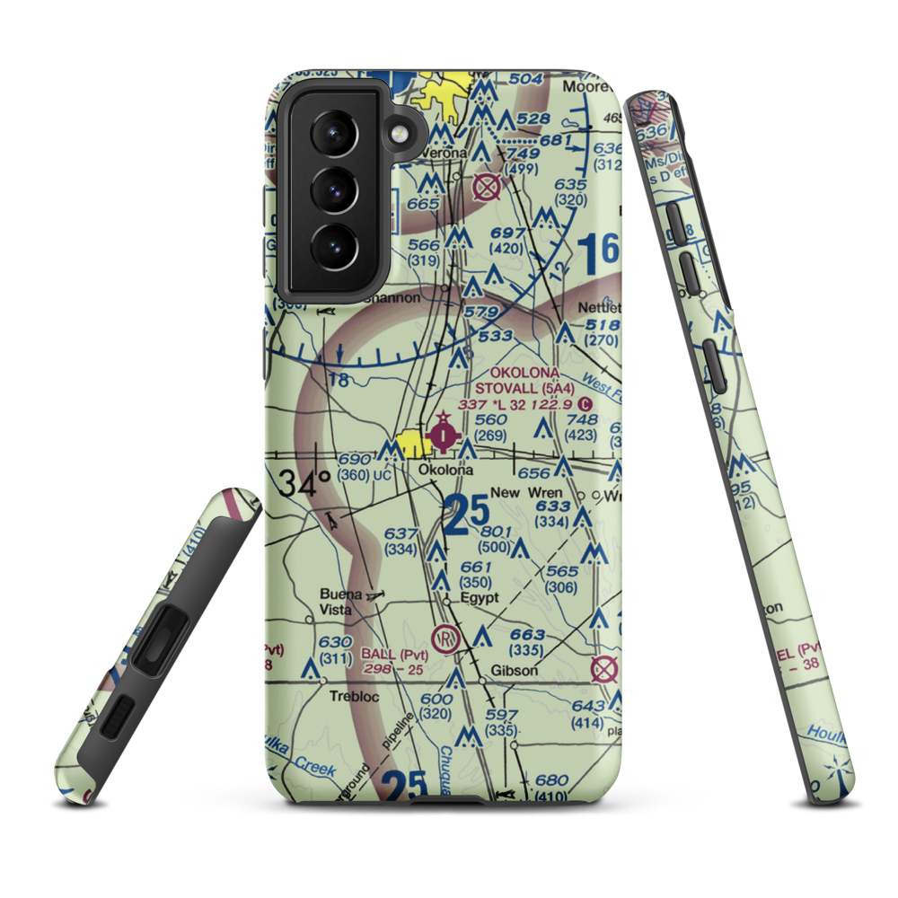 Okolona Municipal-Richard Stovall Field (5A4) VFR Sectional Samsung Phone Case Samsung Galaxy S21 FE model shown