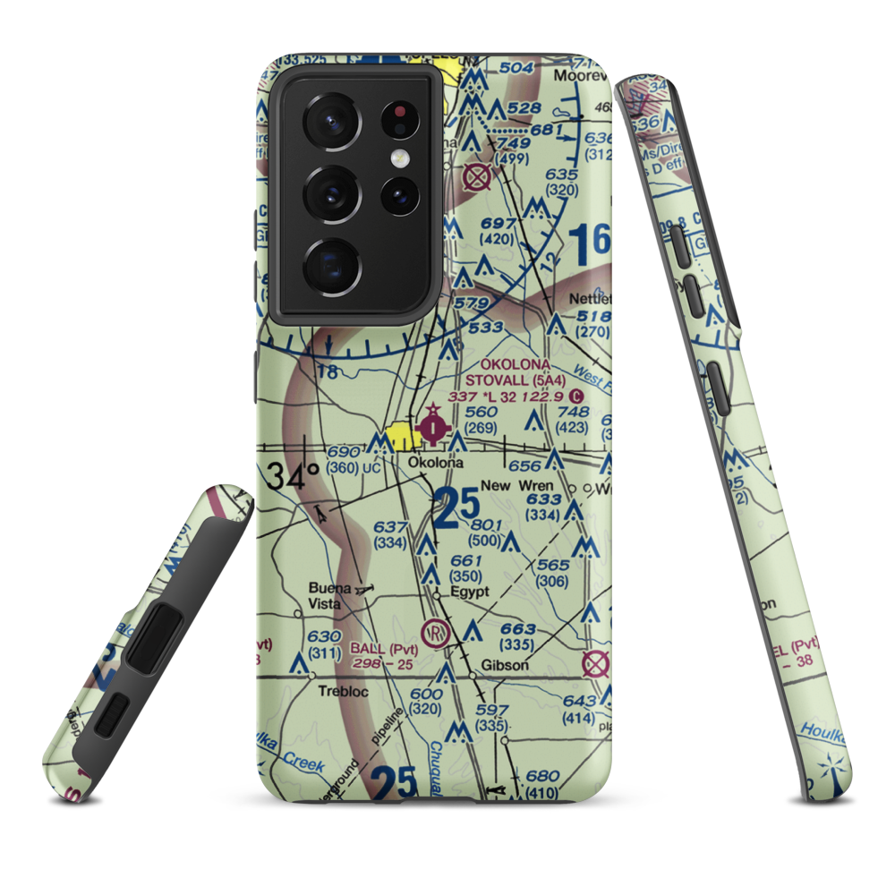 Okolona Municipal-Richard Stovall Field (5A4) VFR Sectional Samsung Phone Case Samsung Galaxy S21 Plus model shown