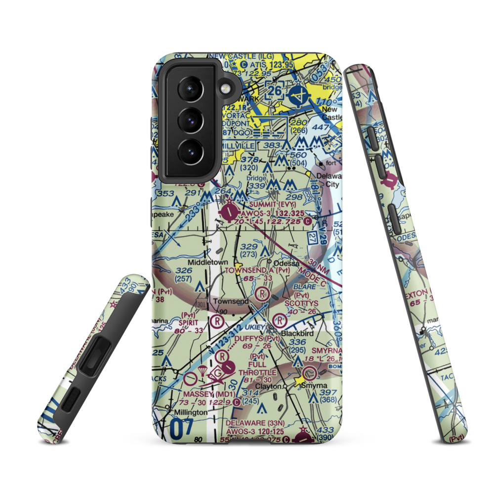 Okolona Plantation Airport (DE33) VFR Sectional Samsung Phone Case Samsung Galaxy S21 FE model shown