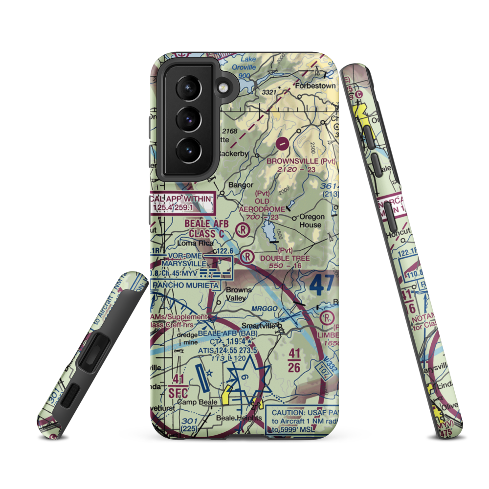 Old Aerodrome (9CL7) VFR Sectional Samsung Phone Case Samsung Galaxy S21 FE model shown