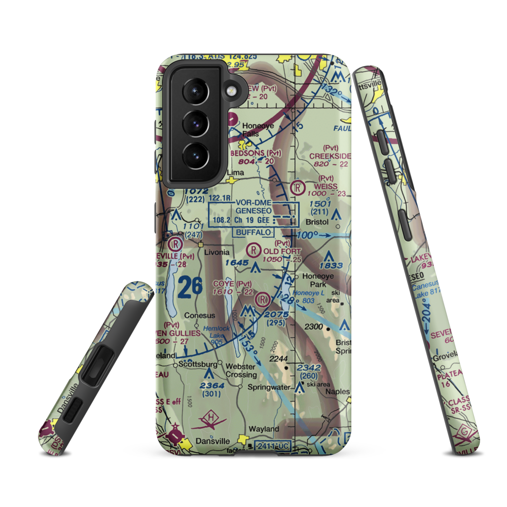 Old Fort Farm Airport (50NY) VFR Sectional Samsung Phone Case Samsung Galaxy S21 FE model shown