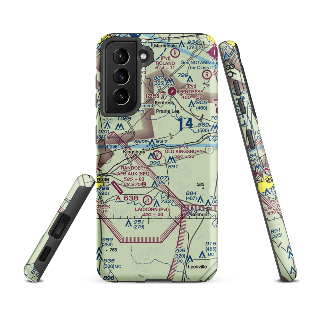 Old Kingsbury Aerodrome (85TE) VFR Sectional Samsung Phone Case Samsung Galaxy S21 Ultra model shown