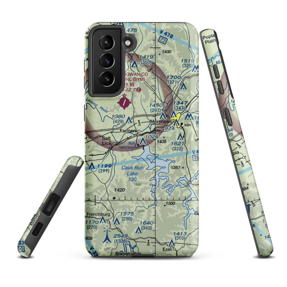 Old Morehead-Rowan County Airport (I32) VFR Sectional Samsung Phone Case Samsung Galaxy S21 Plus model shown
