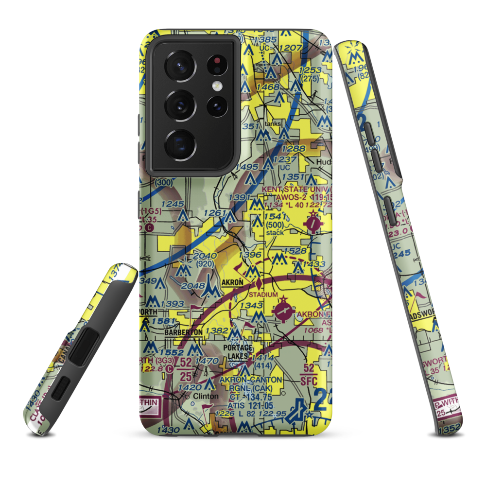 Old Portage Heliport (4P2) VFR Sectional Samsung Phone Case Samsung Galaxy S21 Plus model shown