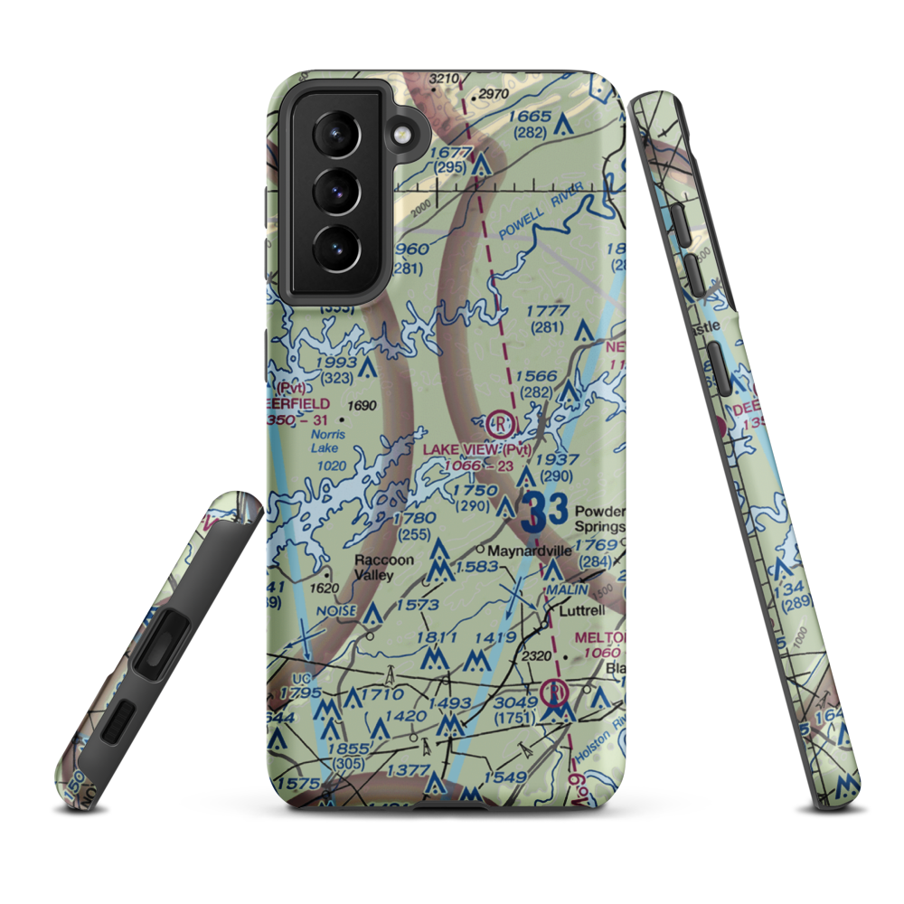 Old Valley Airport (TN13) VFR Sectional Samsung Phone Case Samsung Galaxy S21 FE model shown