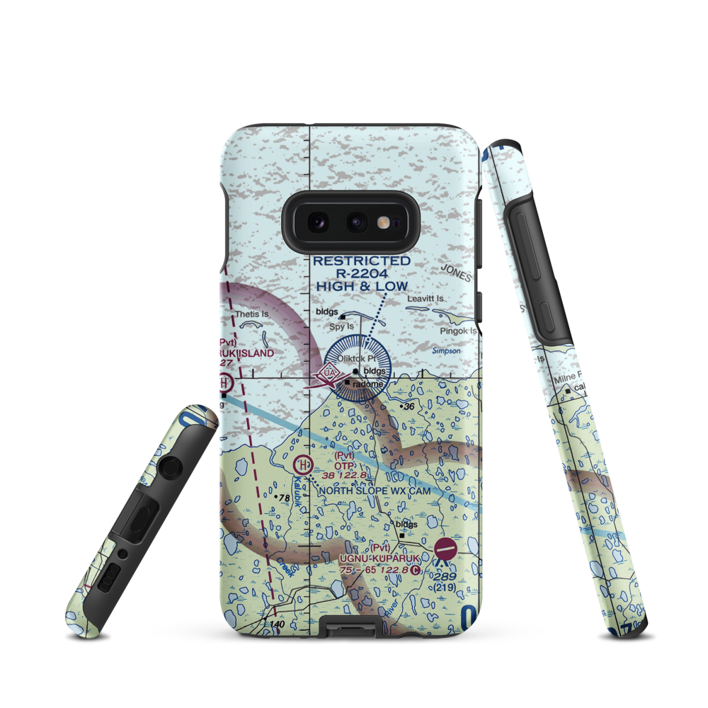 Oliktok LRRS Airport (OLI) VFR Sectional Samsung Phone Case Samsung Galaxy S10e model shown