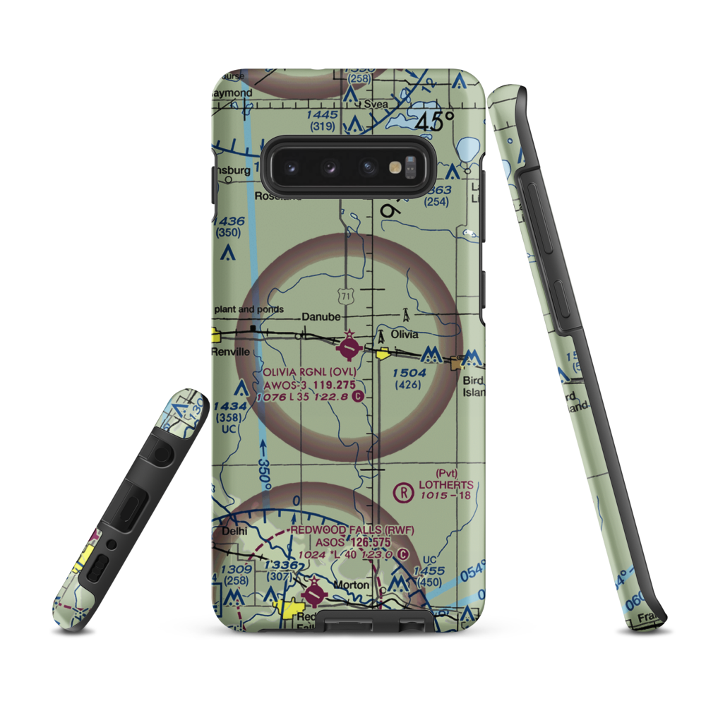 Olivia Regional Airport (OVL) VFR Sectional Samsung Phone Case Samsung Galaxy S10 Plus model shown