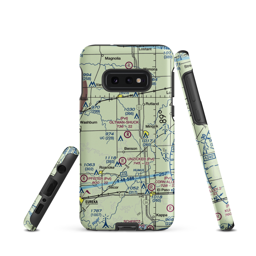 Oltman-Shuck Airport (83IL) VFR Sectional Samsung Phone Case Samsung Galaxy S10e model shown