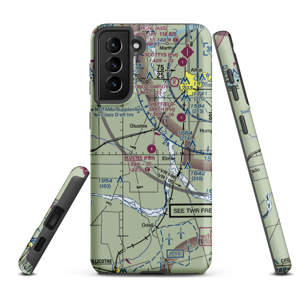Olustee Municipal Airport (F09) VFR Sectional Samsung Phone Case Samsung Galaxy S21 FE model shown