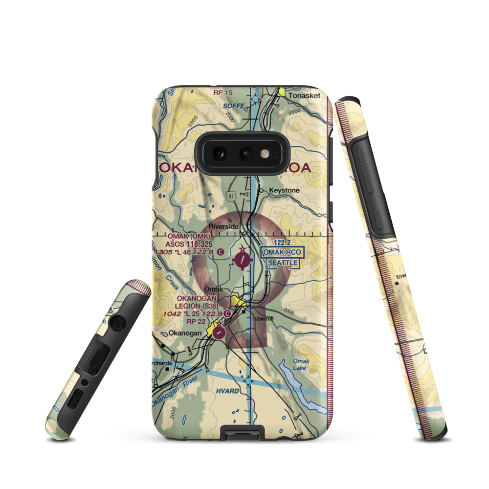 Omak Airport (OMK) VFR Sectional Samsung Phone Case Samsung Galaxy S10 Plus model shown