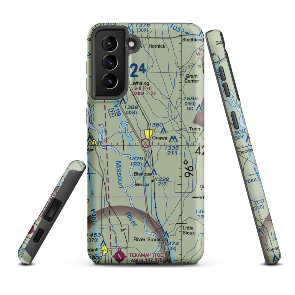 Onawa Municipal Airport (K36) VFR Sectional Samsung Phone Case Samsung Galaxy S21 FE model shown