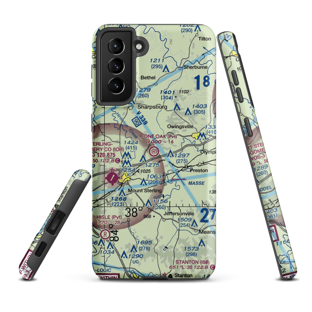 One Oak Airport (77KY) VFR Sectional Samsung Phone Case Samsung Galaxy S21 Plus model shown