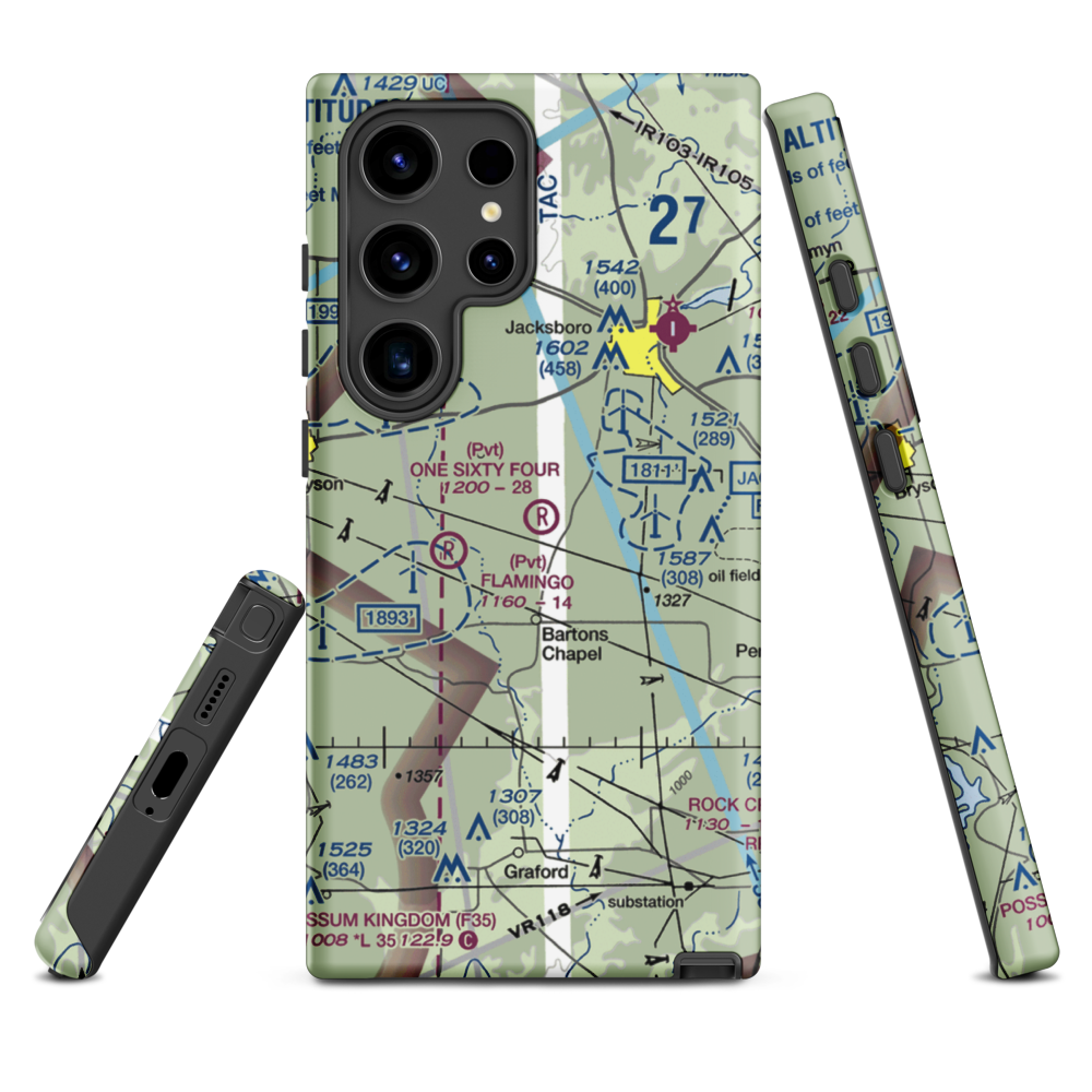 One Sixty Four Place Airport (TS02) VFR Sectional Samsung Phone Case Samsung Galaxy S24 Ultra model shown