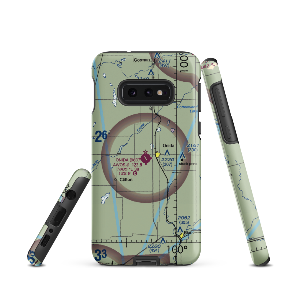 Onida Municipal Airport (98D) VFR Sectional Samsung Phone Case Samsung Galaxy S10e model shown