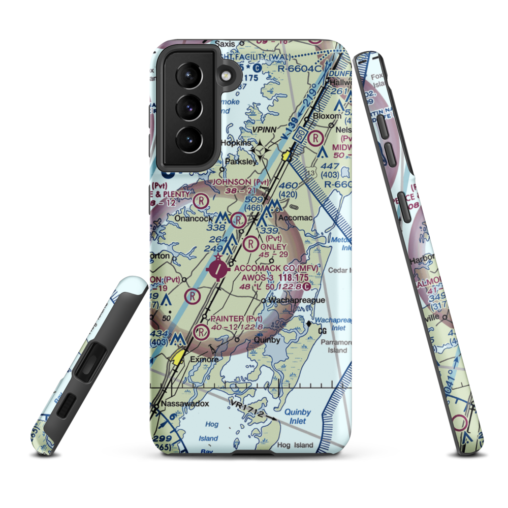 Onley Airport (VG20) VFR Sectional Samsung Phone Case Samsung Galaxy S21 Plus model shown