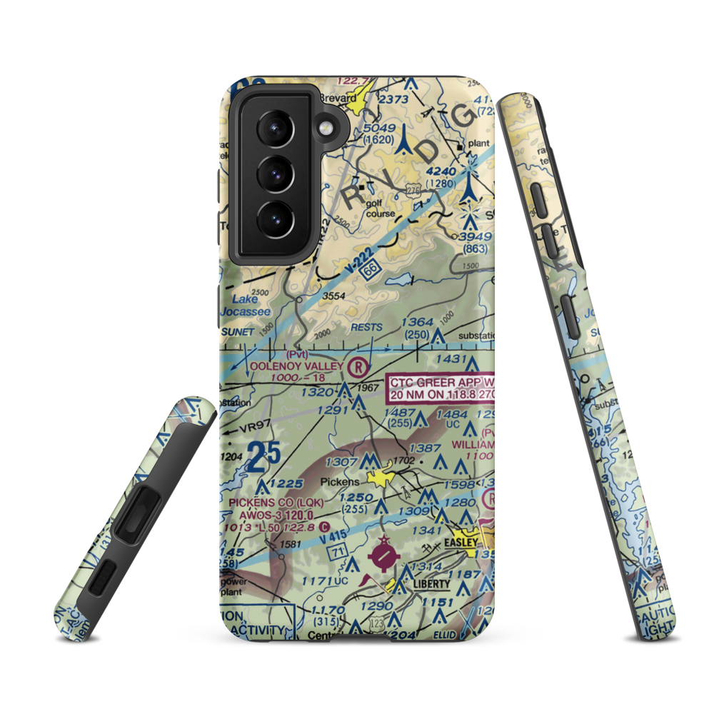 Oolenoy Valley Airport (SC75) VFR Sectional Samsung Phone Case Samsung Galaxy S21 FE model shown