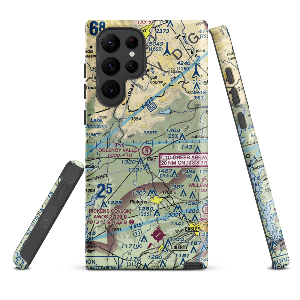 Oolenoy Valley Airport (SC75) VFR Sectional Samsung Phone Case Samsung Galaxy S22 Ultra model shown