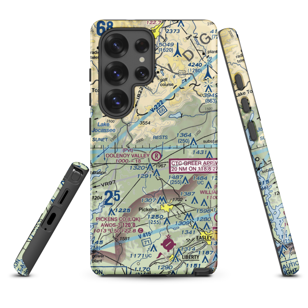 Oolenoy Valley Airport (SC75) VFR Sectional Samsung Phone Case Samsung Galaxy S25 Ultra model shown