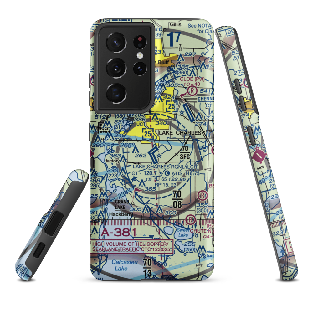 Open A-1 Ranch Airport (3LA8) VFR Sectional Samsung Phone Case Samsung Galaxy S21 Ultra model shown