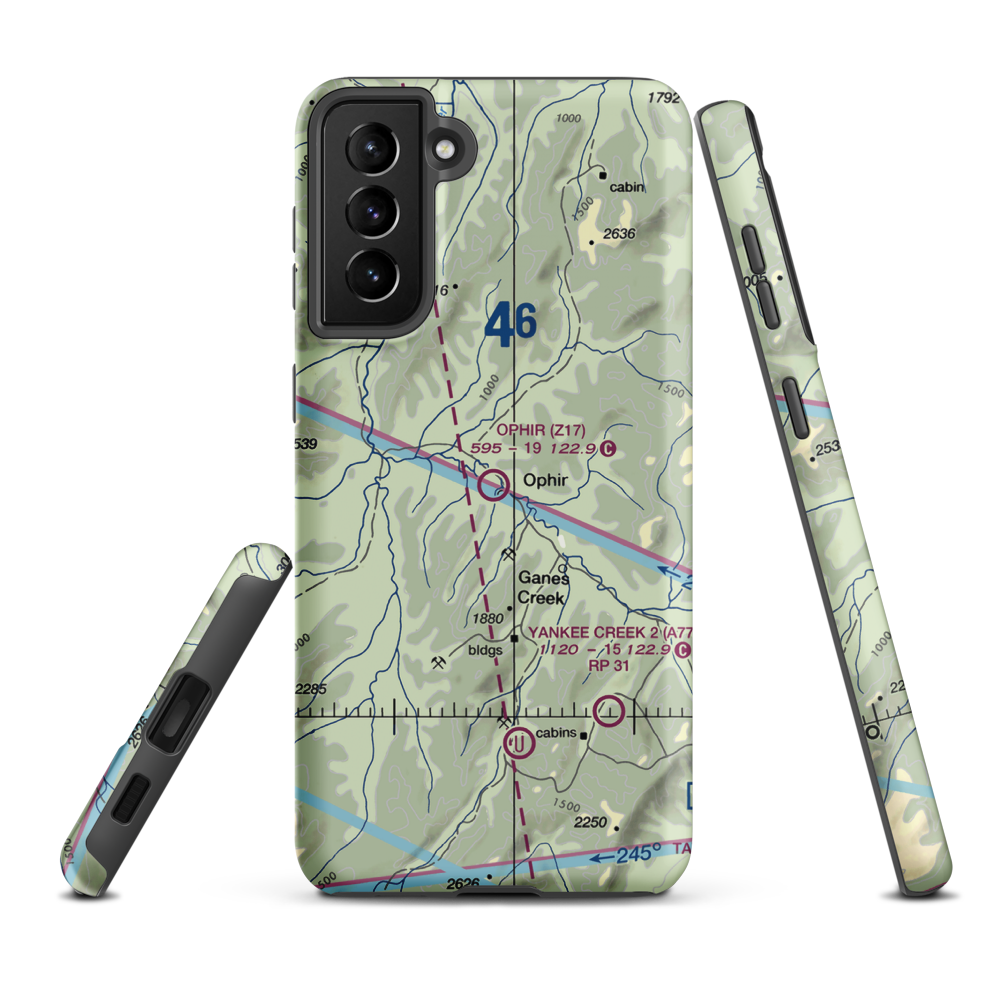 Ophir Airport (Z17) VFR Sectional Samsung Phone Case Samsung Galaxy S21 Plus model shown
