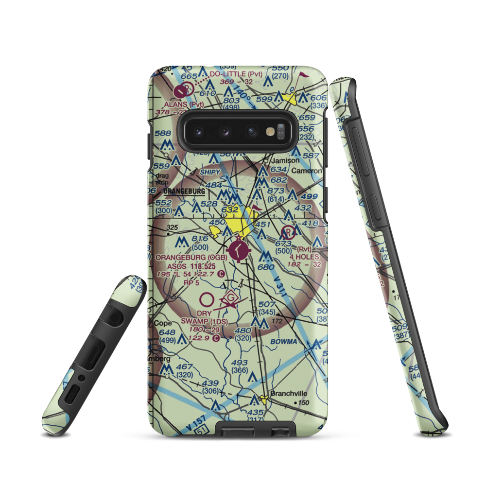 Orangeburg Municipal Airport (OGB) VFR Sectional Samsung Phone Case Samsung Galaxy S10 model shown