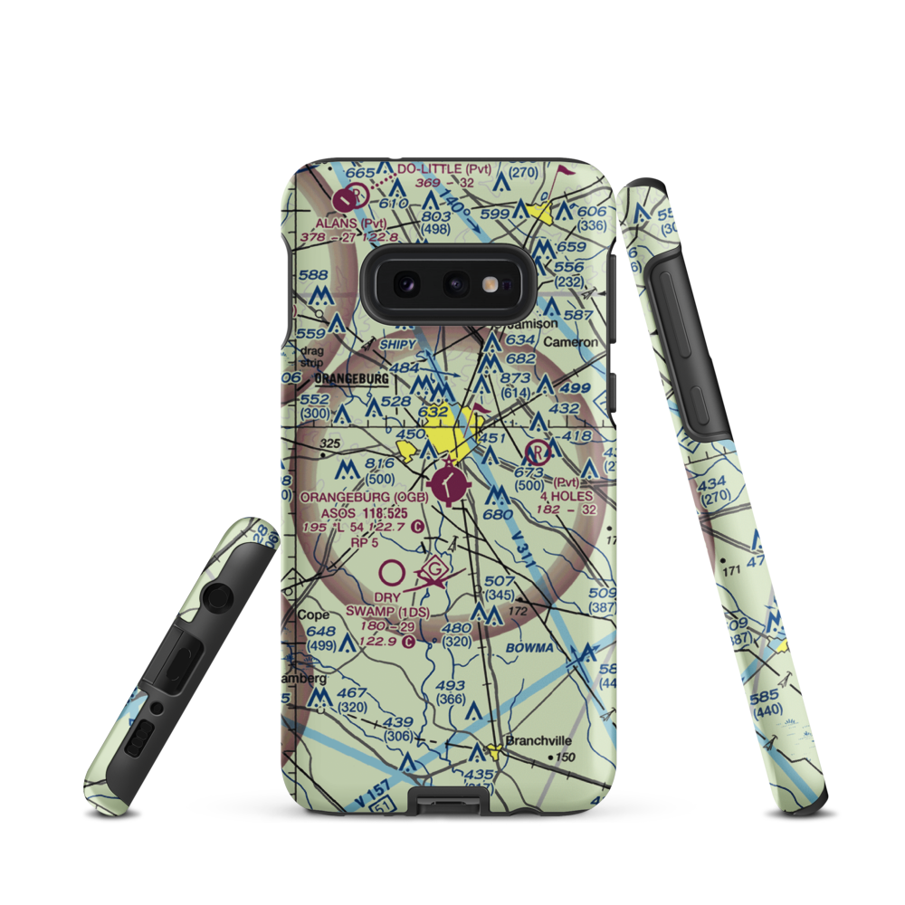 Orangeburg Municipal Airport (OGB) VFR Sectional Samsung Phone Case Samsung Galaxy S10 Plus model shown