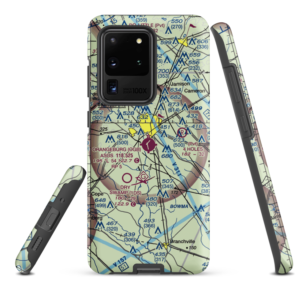 Orangeburg Municipal Airport (OGB) VFR Sectional Samsung Phone Case Samsung Galaxy S20 Ultra model shown