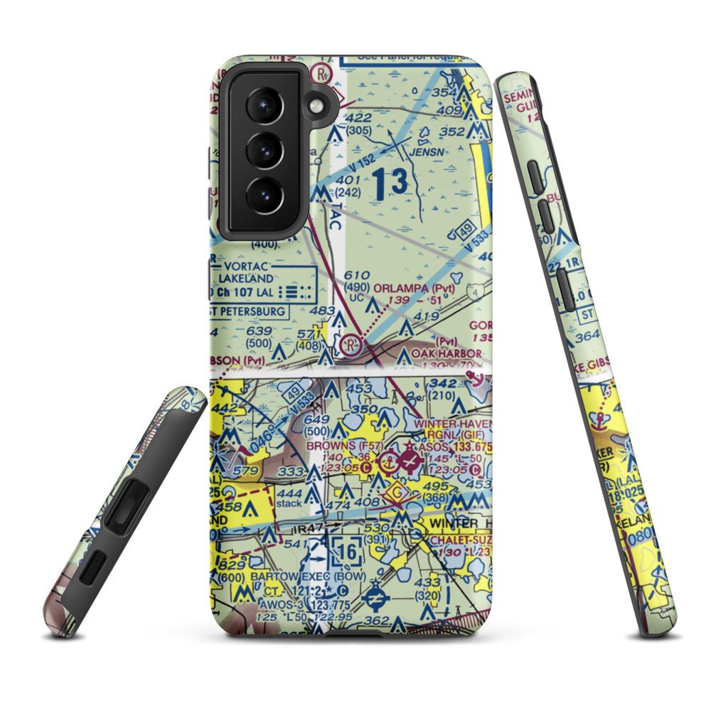Orlampa Inc Airport (FA08) VFR Sectional Samsung Phone Case Samsung Galaxy S21 FE model shown