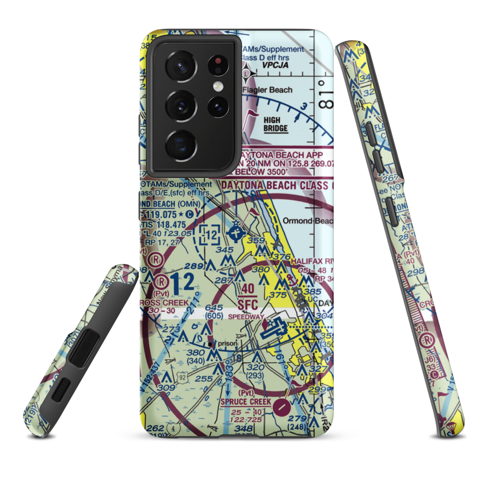 Ormond Beach Municipal Airport (OMN) VFR Sectional Samsung Phone Case Samsung Galaxy S21 Ultra model shown