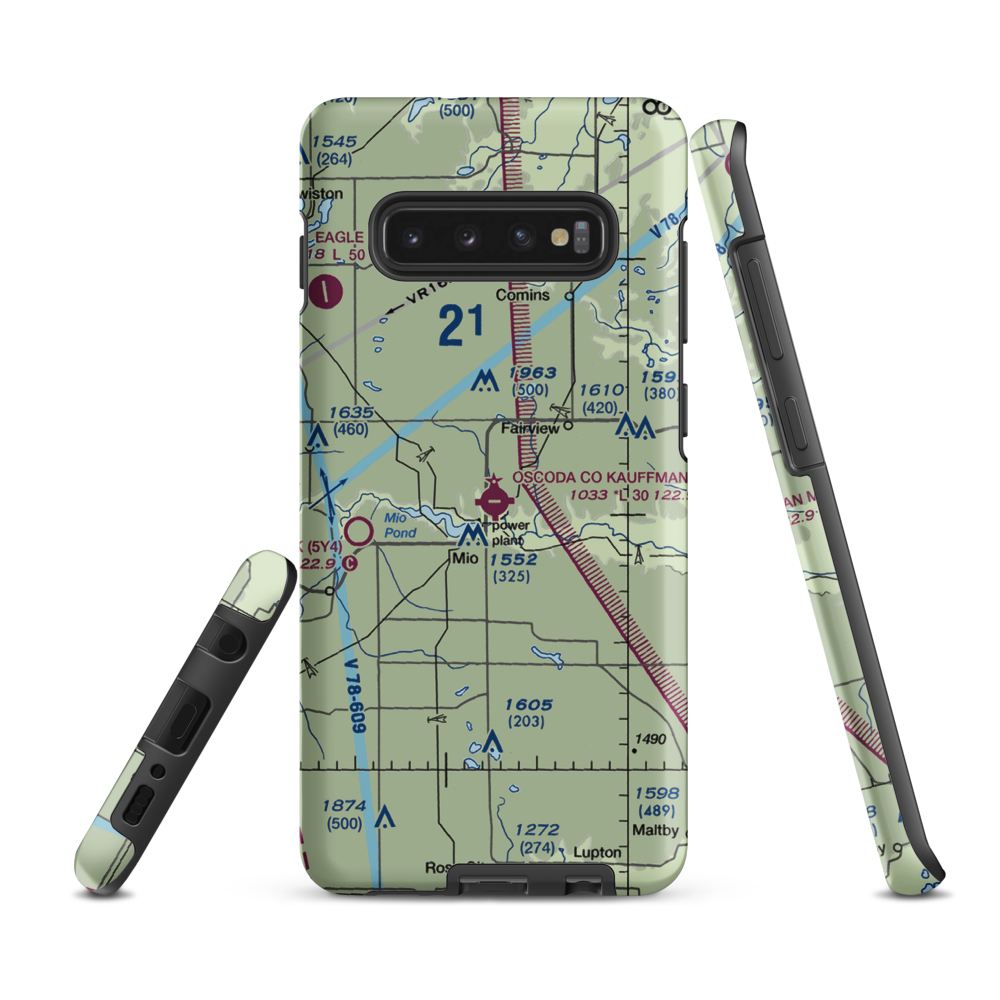 Oscoda County Airport (51M) VFR Sectional Samsung Phone Case Samsung Galaxy S10 Plus model shown