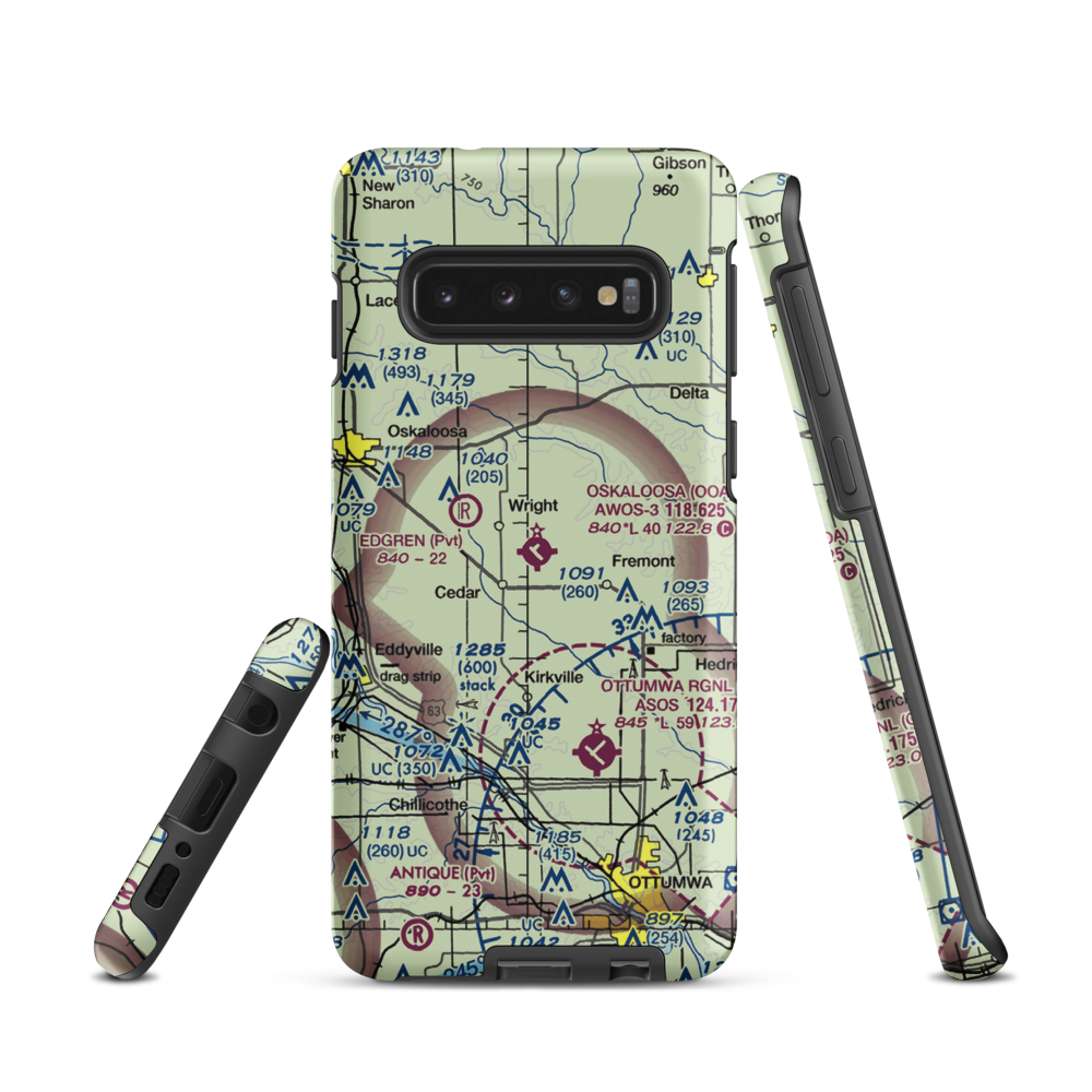 Oskaloosa Municipal Airport (OOA) VFR Sectional Samsung Phone Case Samsung Galaxy S10 model shown