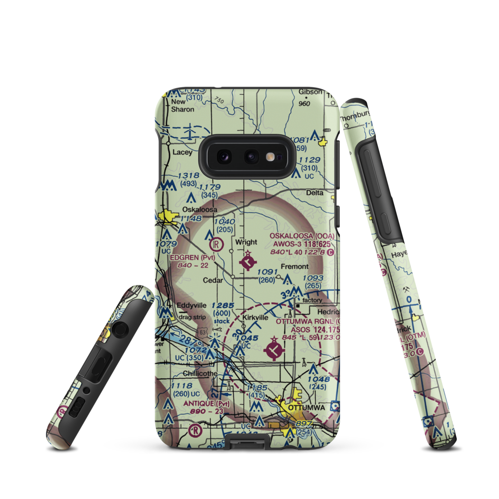 Oskaloosa Municipal Airport (OOA) VFR Sectional Samsung Phone Case Samsung Galaxy S10e model shown