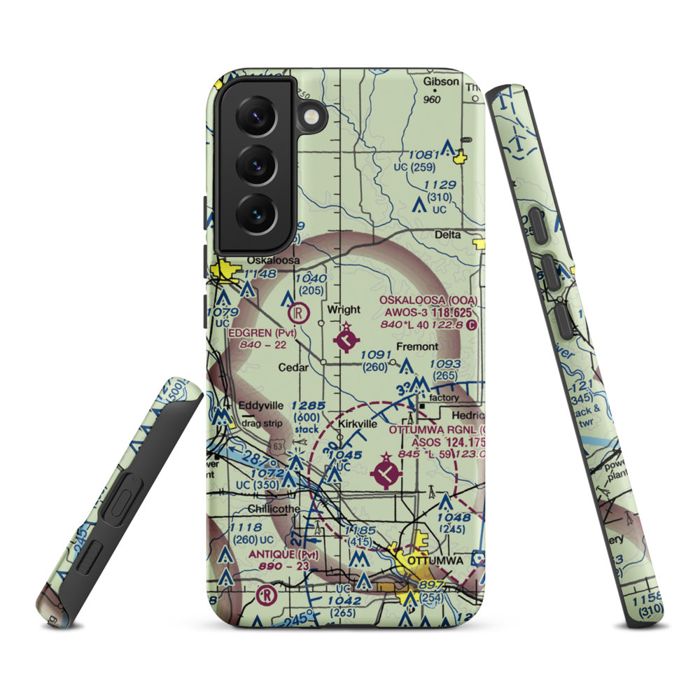 Oskaloosa Municipal Airport (OOA) VFR Sectional Samsung Phone Case Samsung Galaxy S22 Plus model shown
