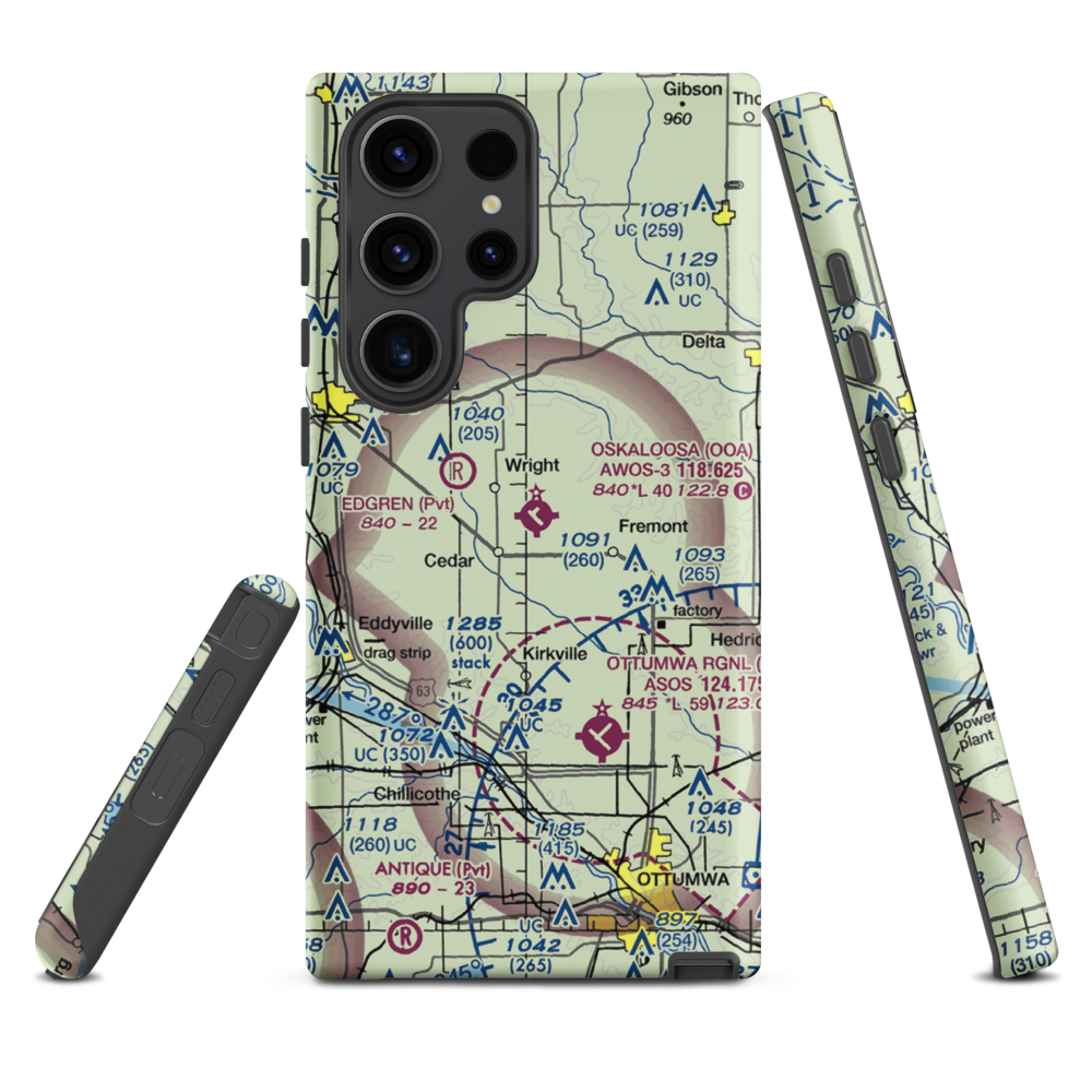 Oskaloosa Municipal Airport (OOA) VFR Sectional Samsung Phone Case Samsung Galaxy S23 Ultra model shown