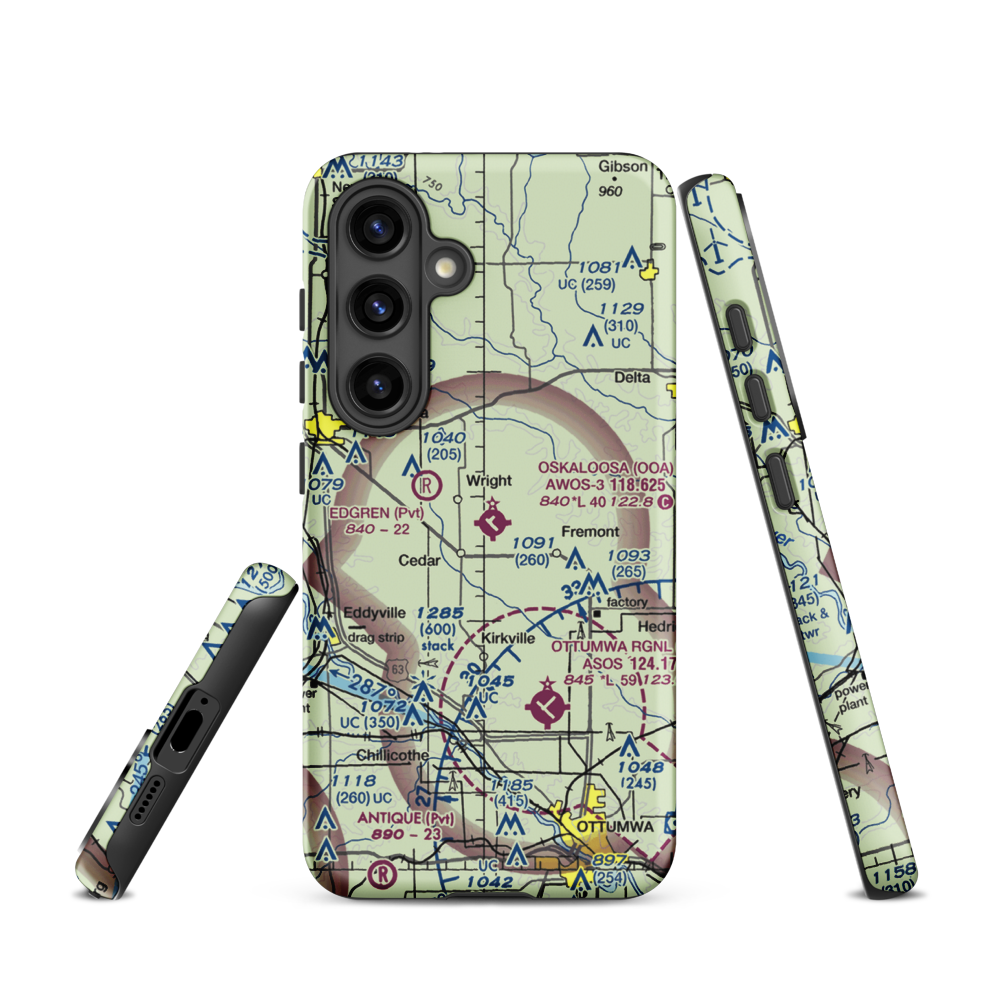 Oskaloosa Municipal Airport (OOA) VFR Sectional Samsung Phone Case Samsung Galaxy S24 model shown