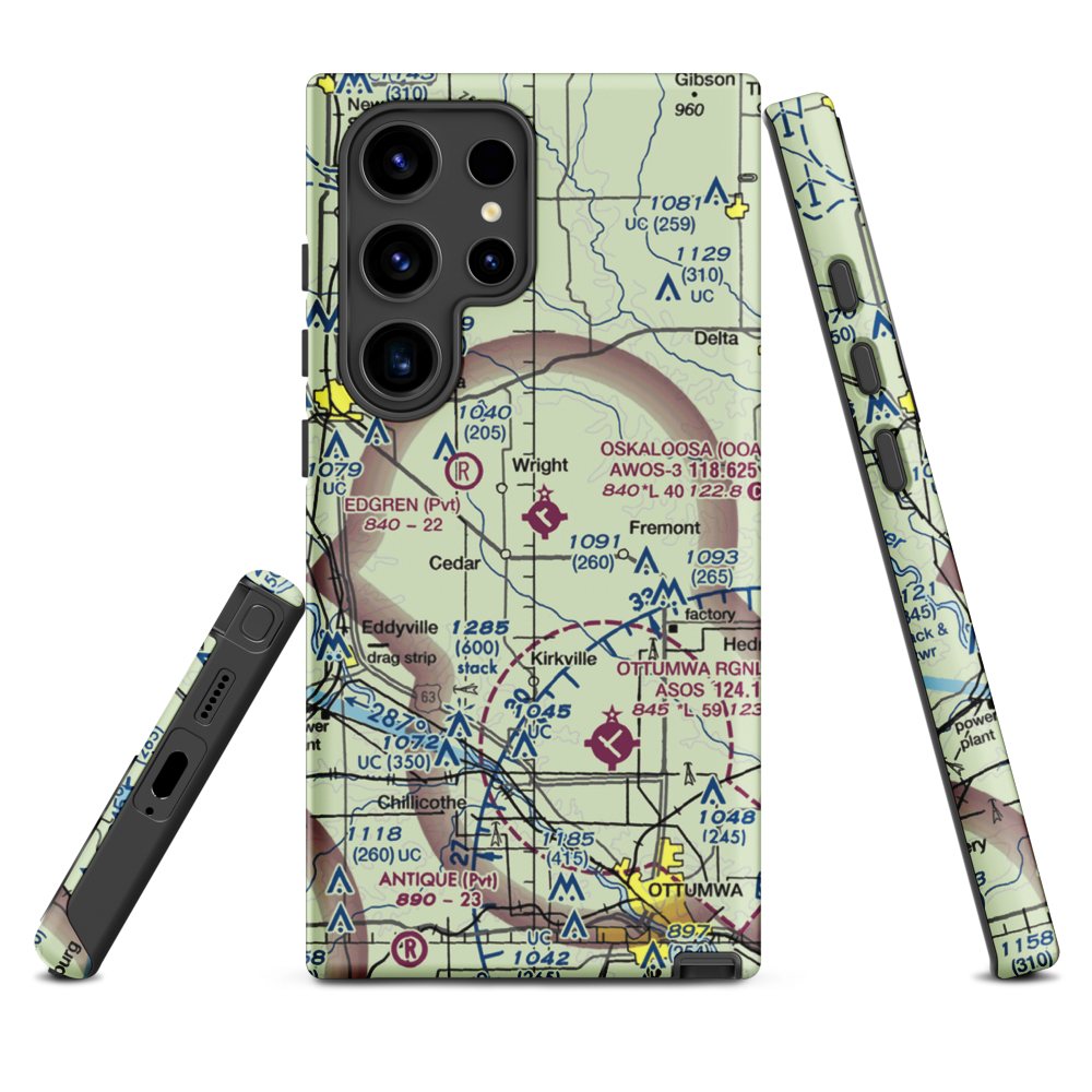 Oskaloosa Municipal Airport (OOA) VFR Sectional Samsung Phone Case Samsung Galaxy S24 Ultra model shown