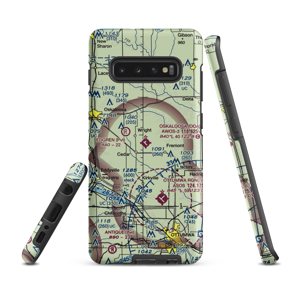 Oskaloosa Municipal Airport (OOA) VFR Sectional Samsung Phone Case Samsung Galaxy S10 Plus model shown