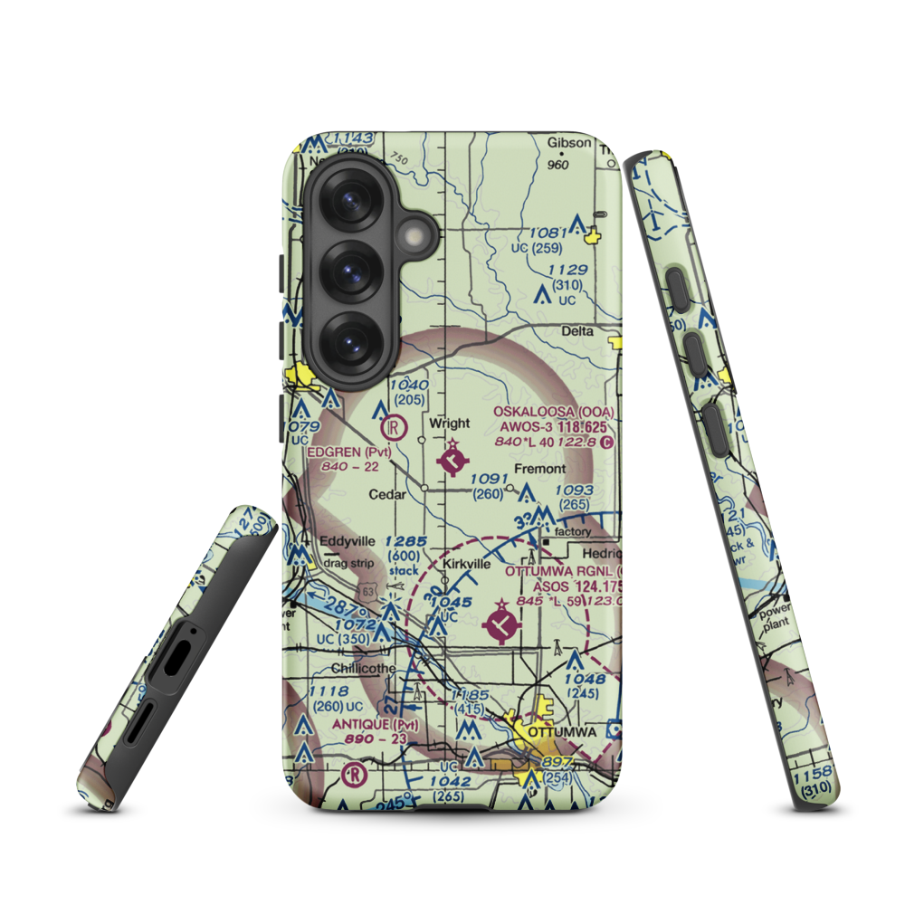 Oskaloosa Municipal Airport (OOA) VFR Sectional Samsung Phone Case Samsung Galaxy S25 model shown