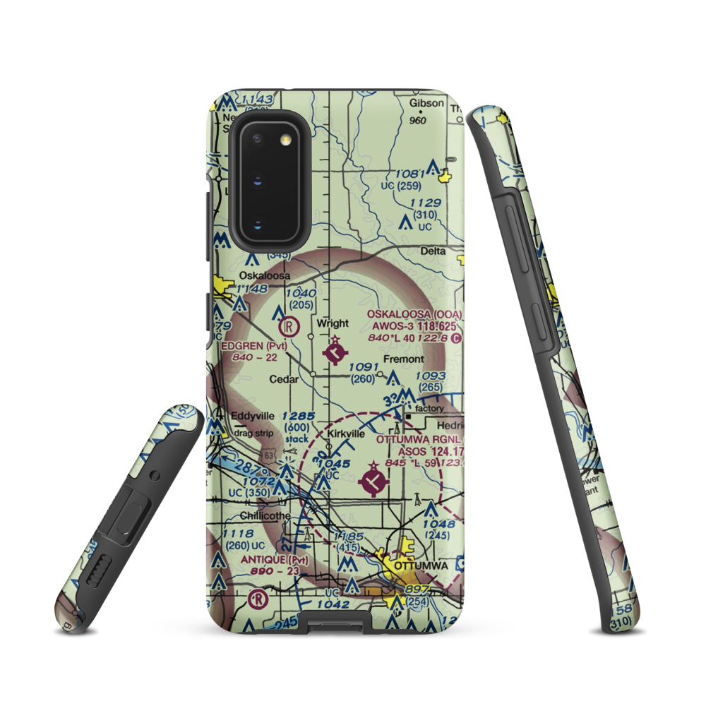 Oskaloosa Municipal Airport (OOA) VFR Sectional Samsung Phone Case Samsung Galaxy S20 model shown