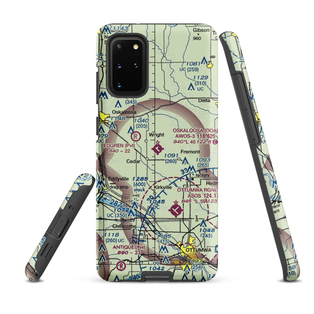 Oskaloosa Municipal Airport (OOA) VFR Sectional Samsung Phone Case Samsung Galaxy S20 Plus model shown