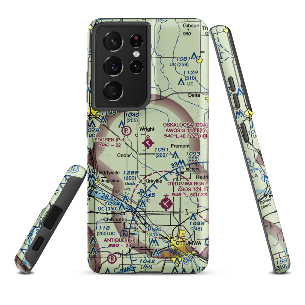 Oskaloosa Municipal Airport (OOA) VFR Sectional Samsung Phone Case Samsung Galaxy S21 Ultra model shown