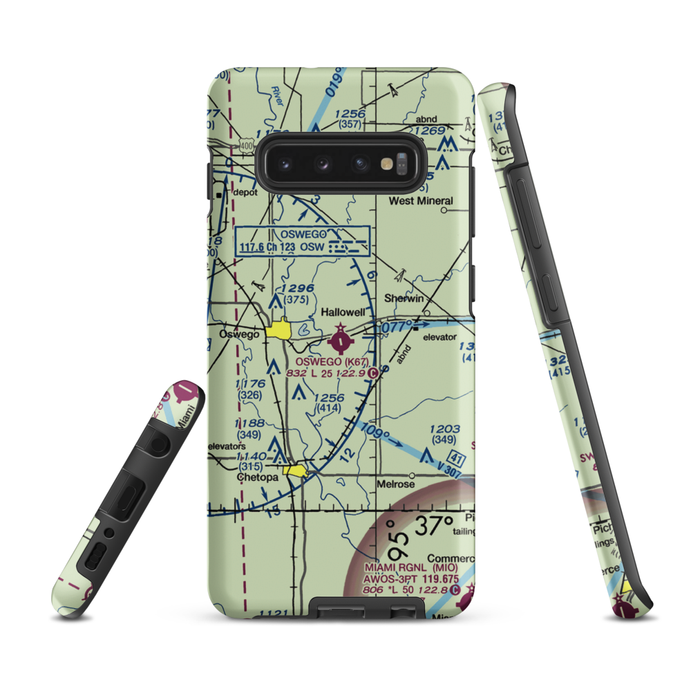 Oswego Municipal Airport (K67) VFR Sectional Samsung Phone Case Samsung Galaxy S10 Plus model shown