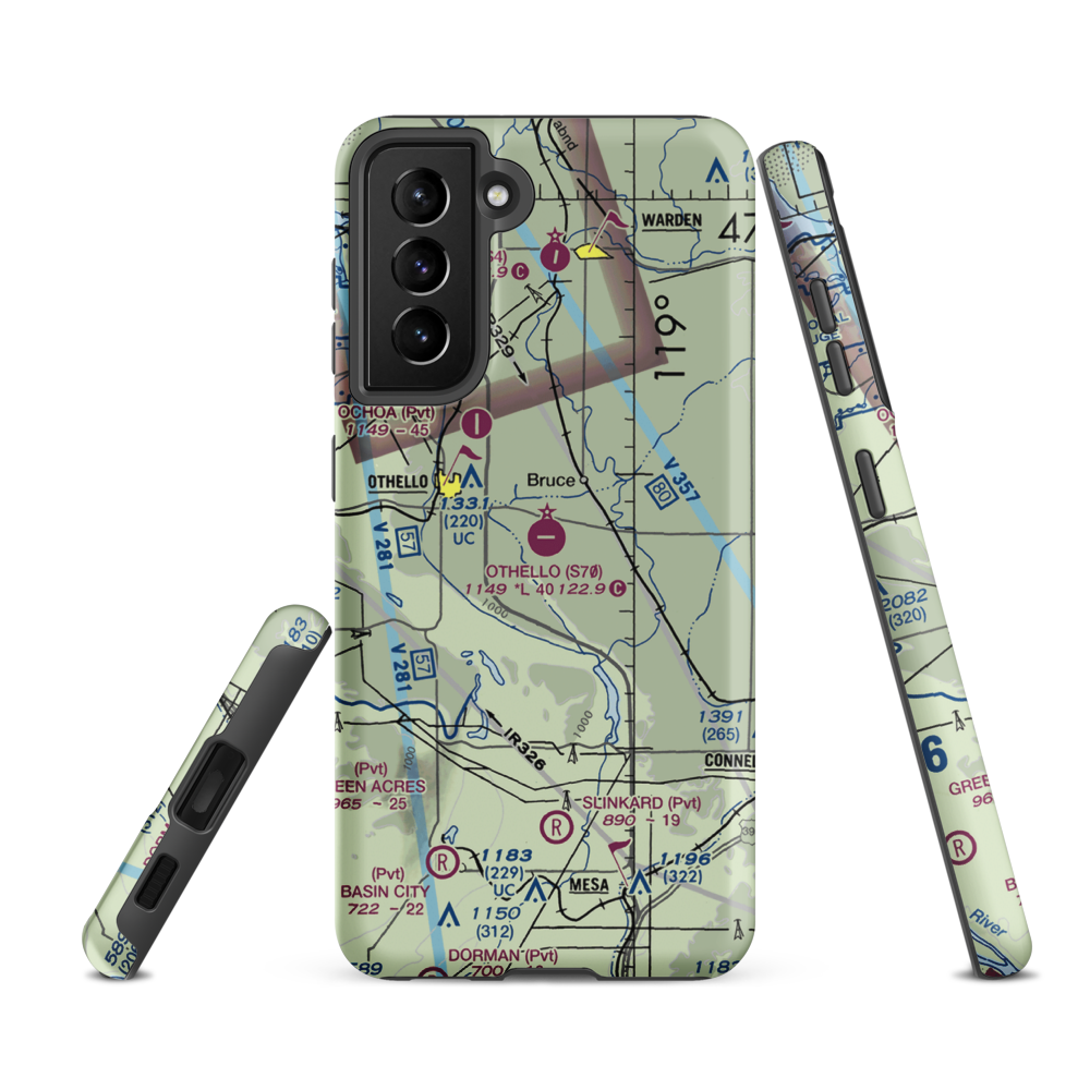 Othello Municipal Airport (S70) VFR Sectional Samsung Phone Case Samsung Galaxy S21 FE model shown