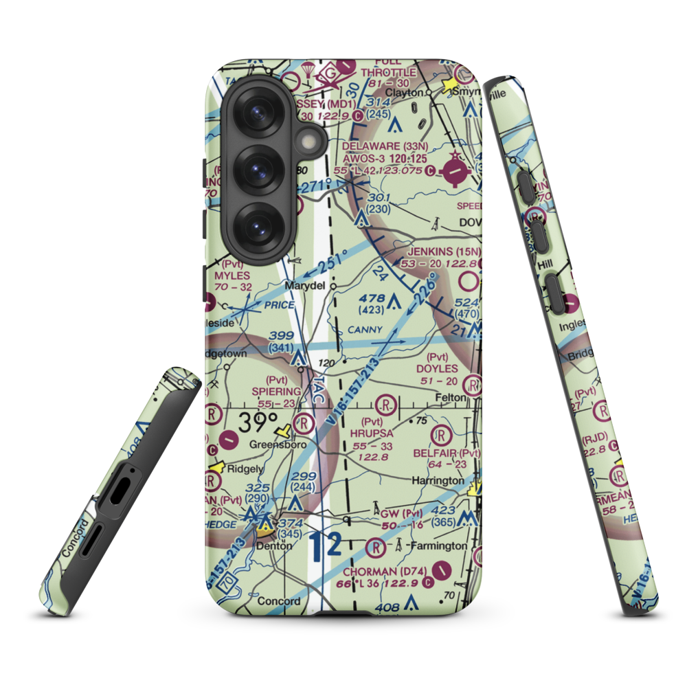 Our Domain Airport (7MD0) VFR Sectional Samsung Phone Case Samsung Galaxy S25 Plus model shown