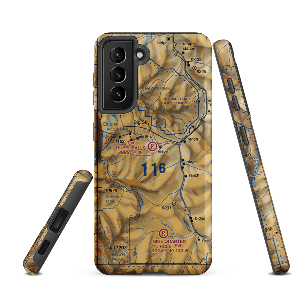 Ousel Falls Airport (MT94) VFR Sectional Samsung Phone Case Samsung Galaxy S21 FE model shown