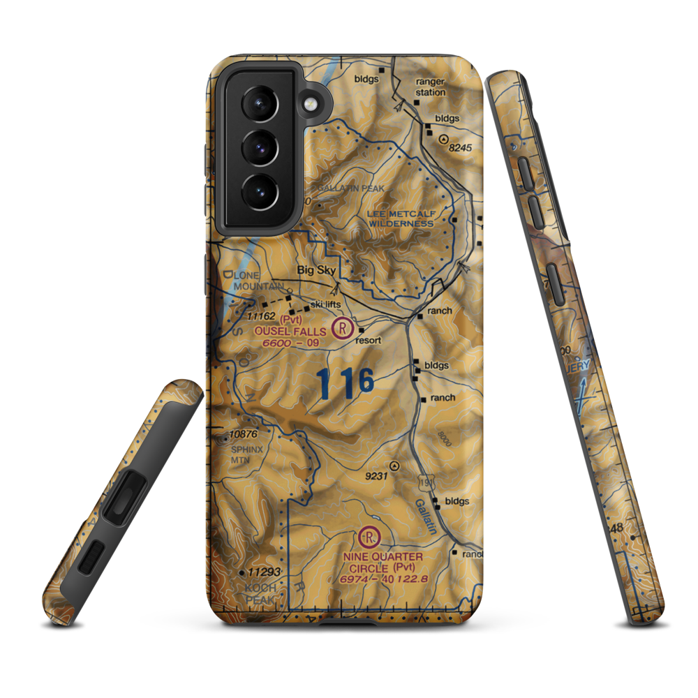 Ousel Falls Airport (MT94) VFR Sectional Samsung Phone Case Samsung Galaxy S21 FE model shown