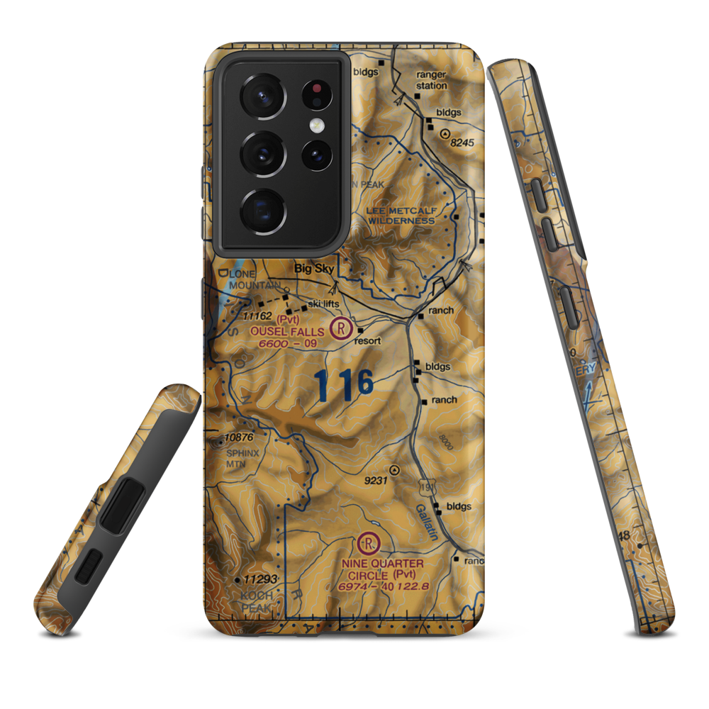 Ousel Falls Airport (MT94) VFR Sectional Samsung Phone Case Samsung Galaxy S21 Ultra model shown