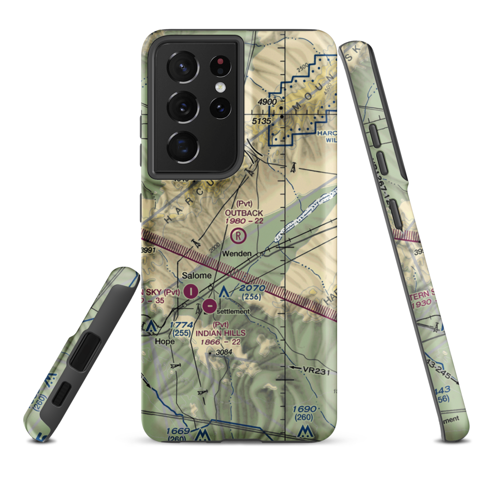Outback Ranch Airstrip (AZ01) VFR Sectional Samsung Phone Case Samsung Galaxy S21 Plus model shown